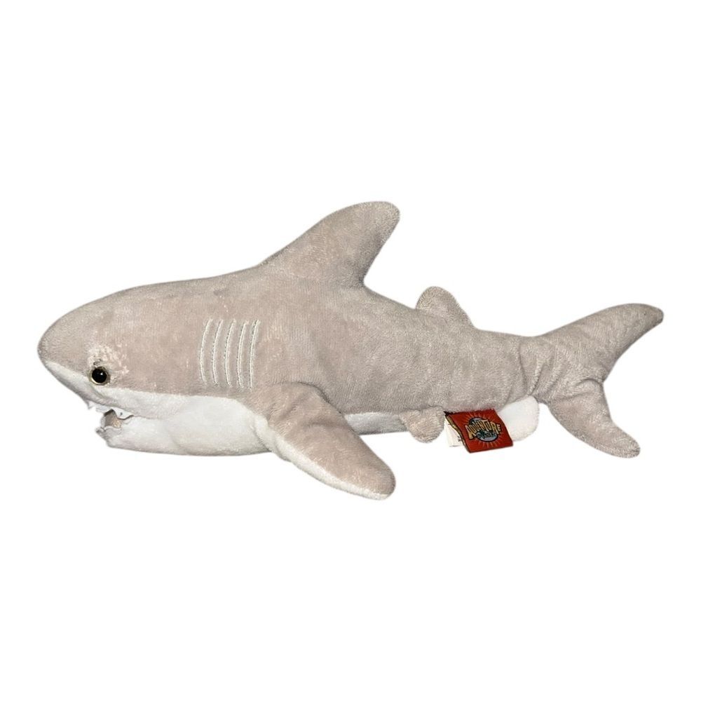 Adventure Planet Great White Shark Plush Stuffed Animal Toy Gray 13" EUC